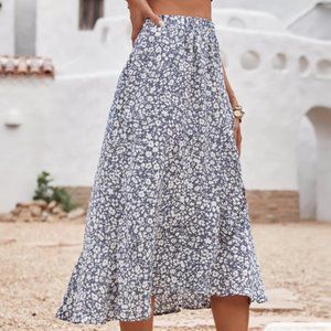 Ditsy Floral Ruffle Hem Wrap Skirt